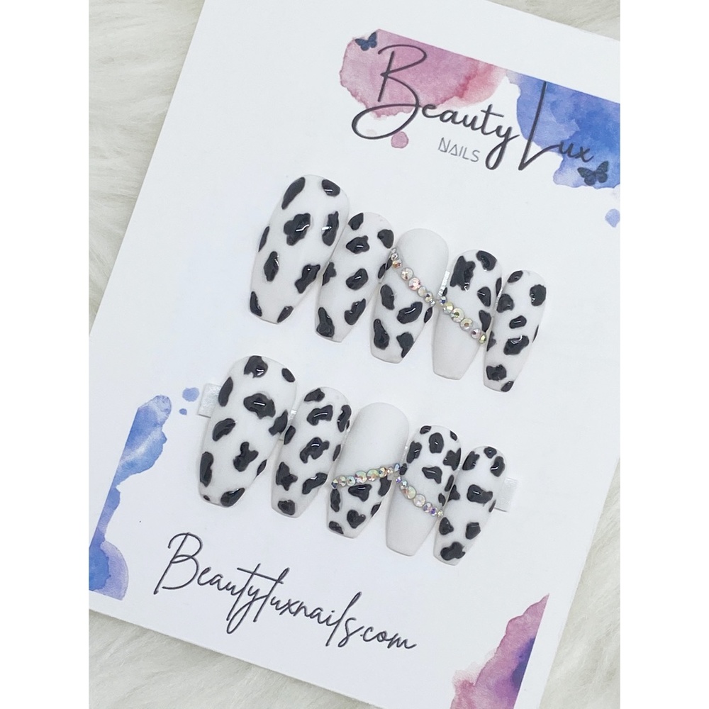 Cow Print Nail Set- Custom Press On Nails